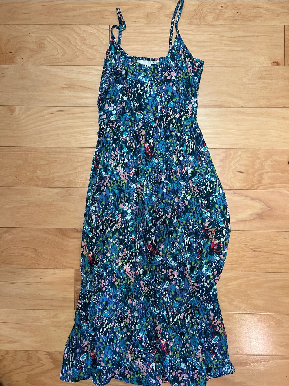 Obey Floral Blue Midi Sundress with Spaghetti Straps